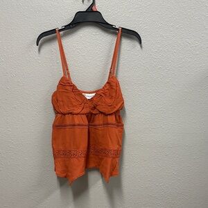 No Boundaries Orange Ruffled Camisole Tank Top